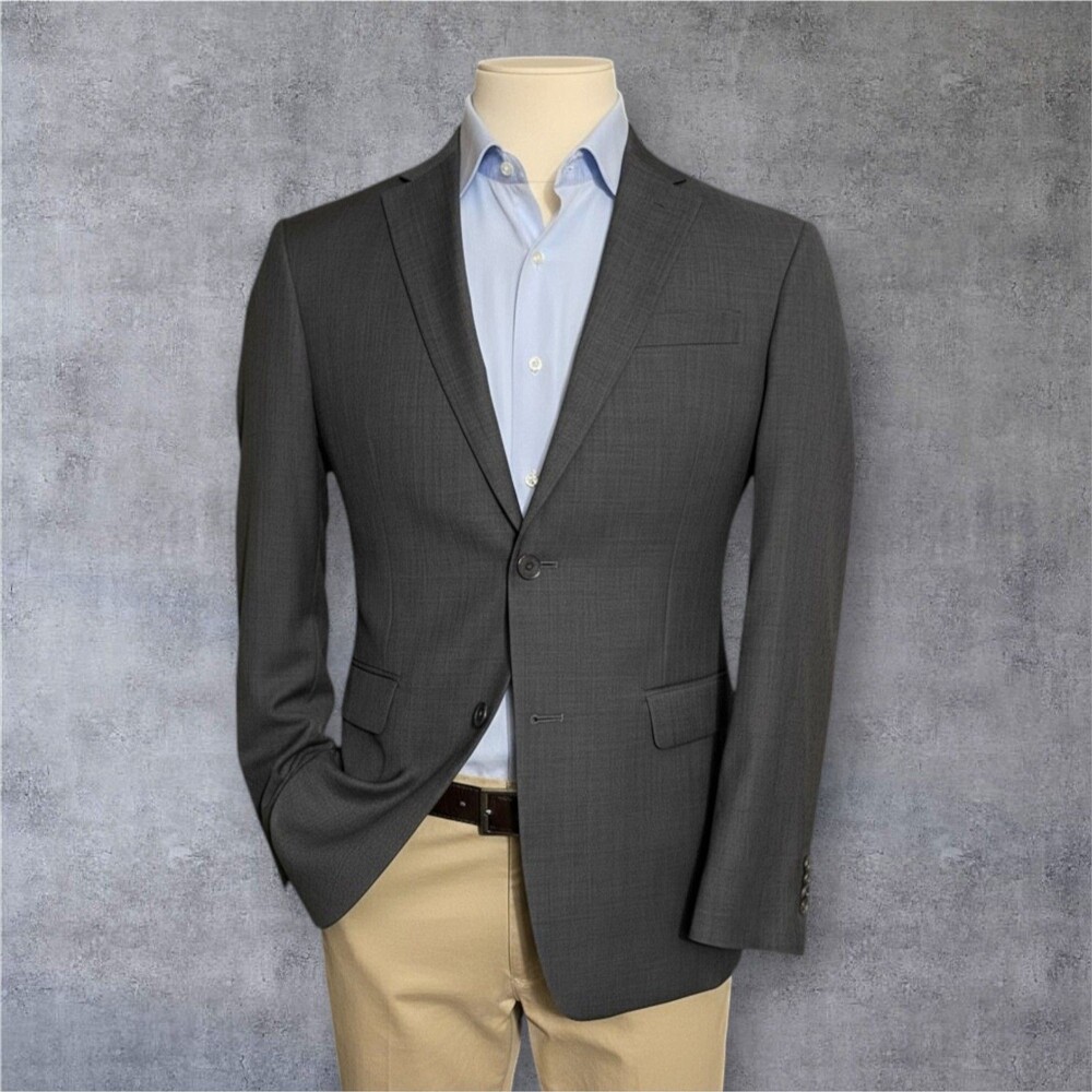 TOMMY HILFIGER Men’s 38R Gray Blazer Sport Coat Worsted Wool 2-Button Jacket